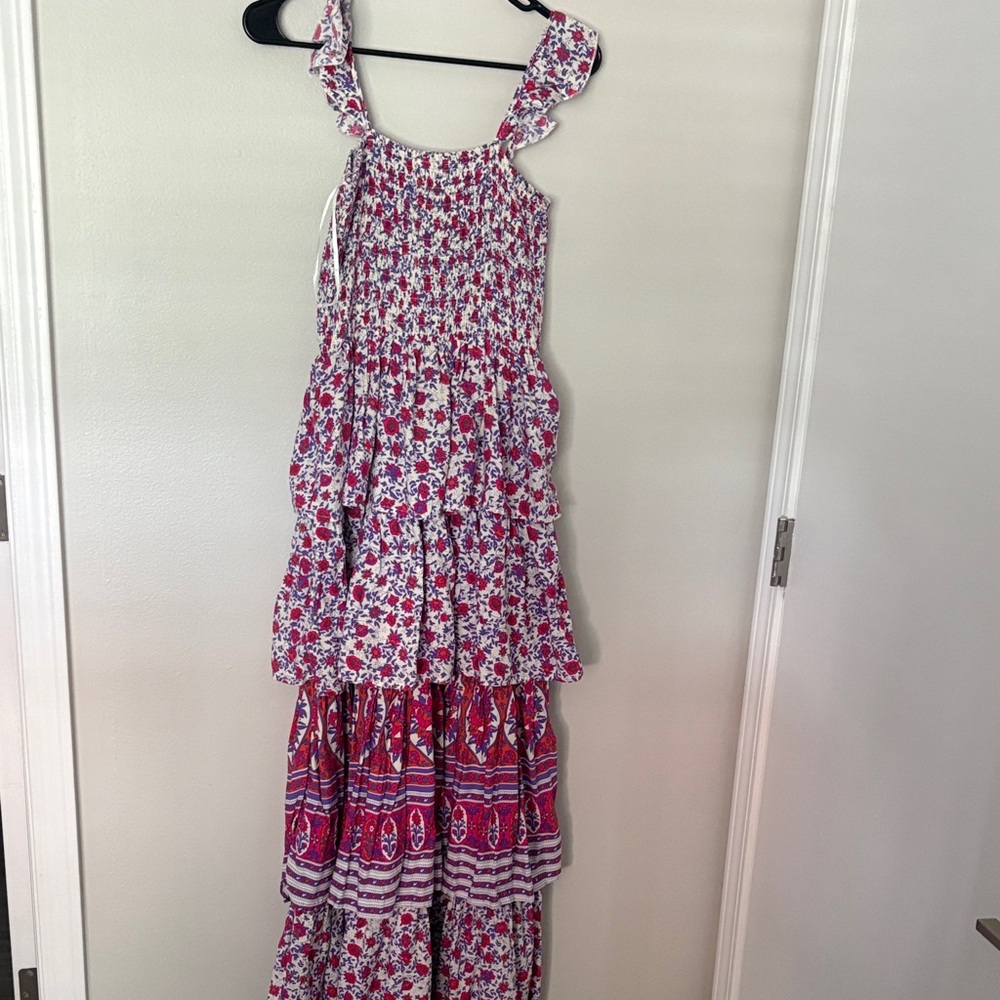 Tiered Floral Maxi Dress with Ruffle Straps